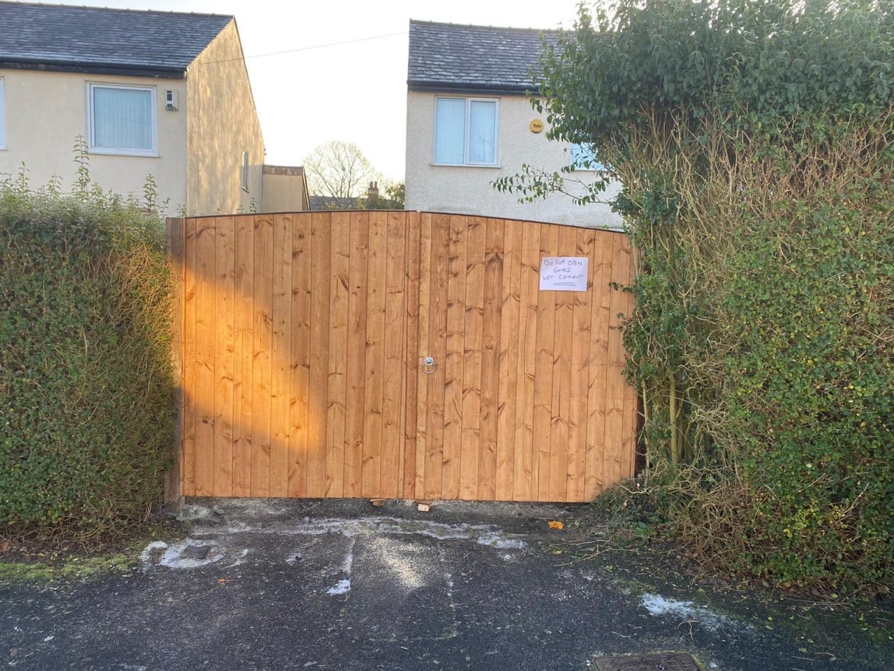 Custom wooden garden gate installation